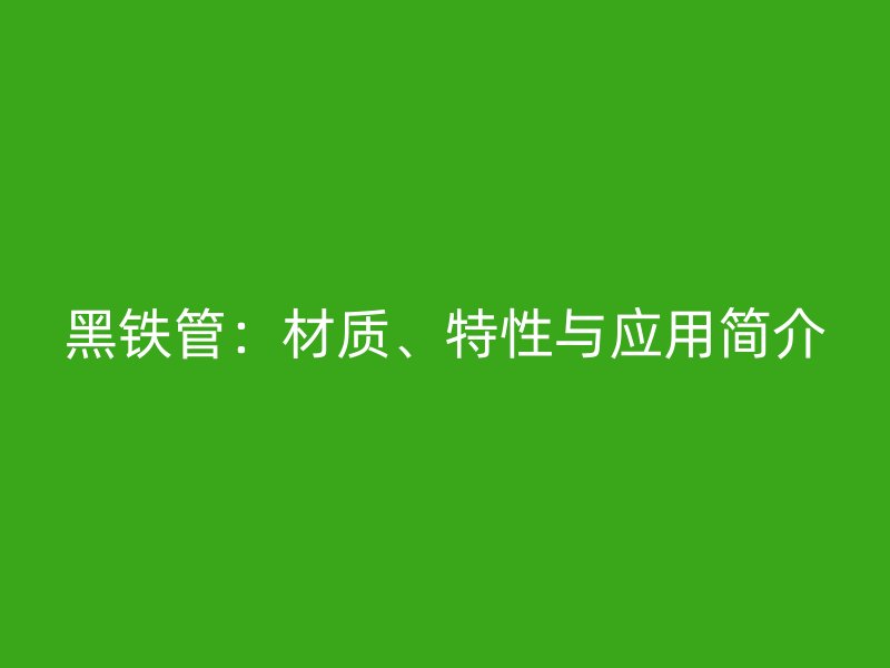 黑鐵管：材質(zhì)、特性與應(yīng)用簡(jiǎn)介