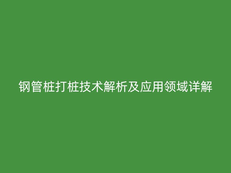 鋼管樁打樁技術解析及應用領域詳解
