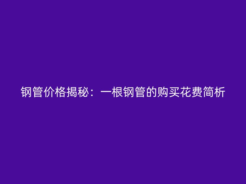 鋼管價(jià)格揭秘：一根鋼管的購(gòu)買花費(fèi)簡(jiǎn)析