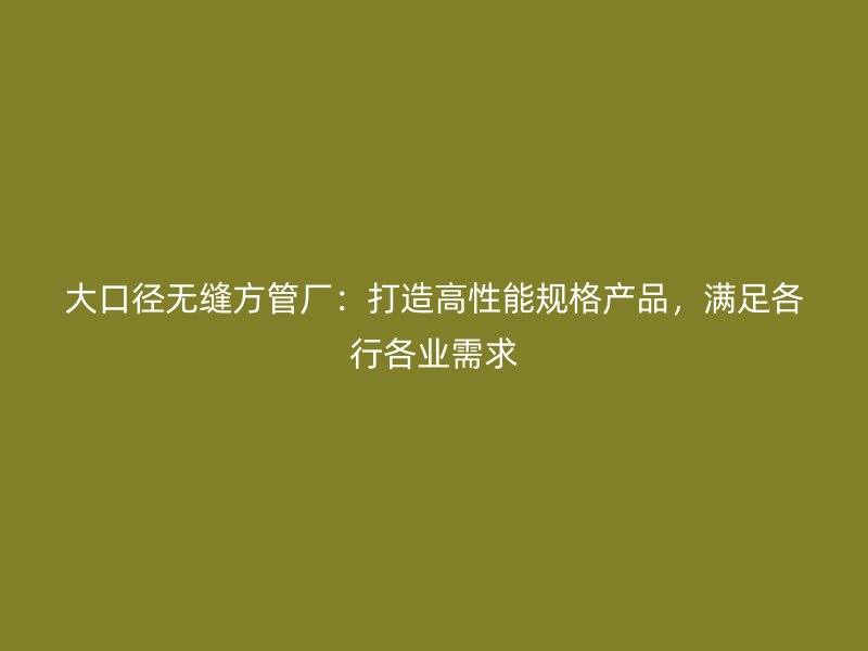 大口徑無(wú)縫方管廠：打造高性能規(guī)格產(chǎn)品，滿足各行各業(yè)需求