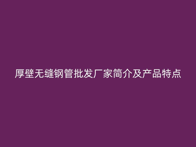厚壁無(wú)縫鋼管批發(fā)廠家簡(jiǎn)介及產(chǎn)品特點(diǎn)