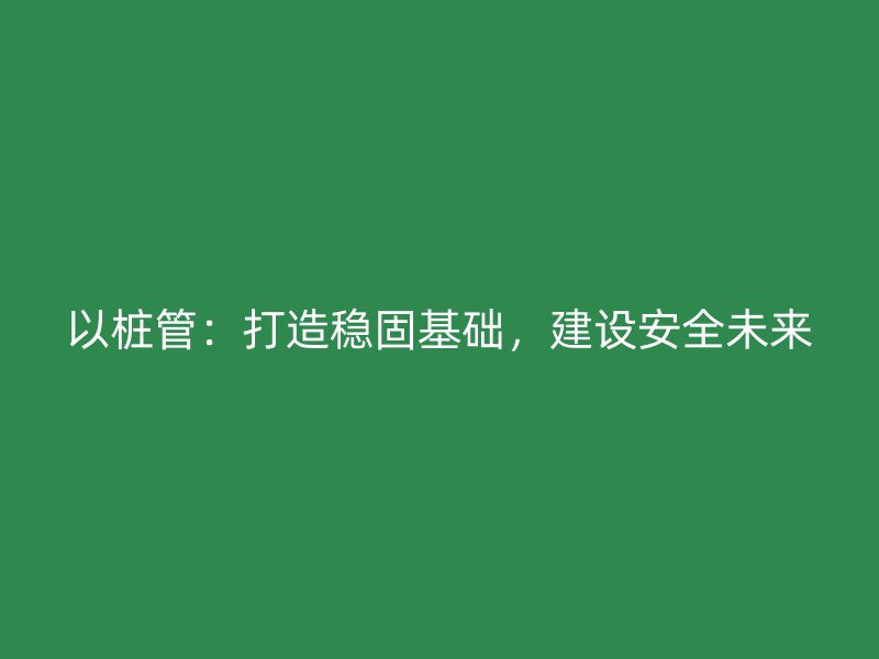 以樁管：打造穩(wěn)固基礎(chǔ)，建設(shè)安全未來(lái)