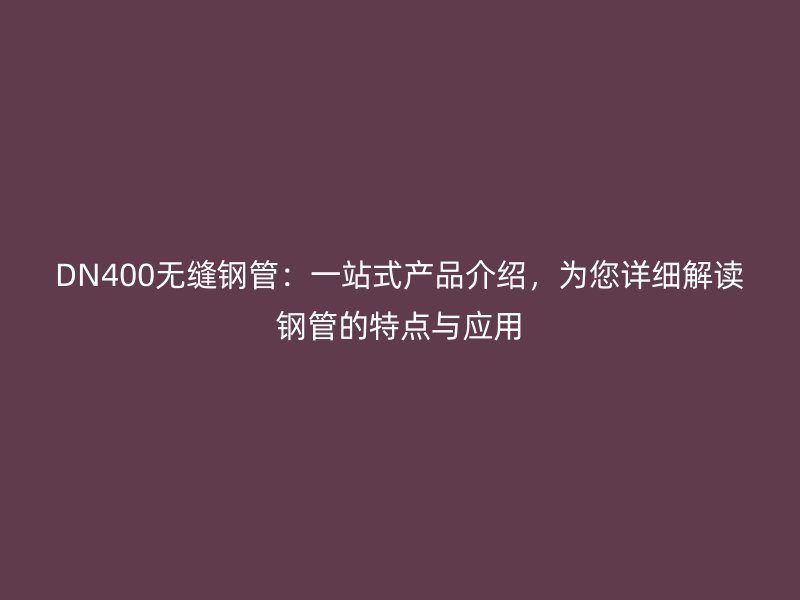 DN400無縫鋼管：一站式產(chǎn)品介紹，為您詳細(xì)解讀鋼管的特點(diǎn)與應(yīng)用