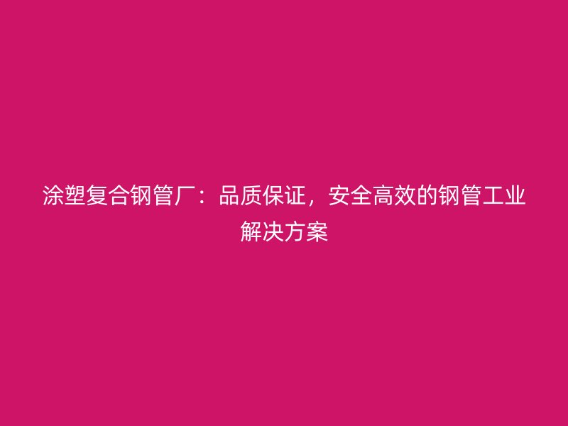 涂塑復(fù)合鋼管廠：品質(zhì)保證，安全高效的鋼管工業(yè)解決方案