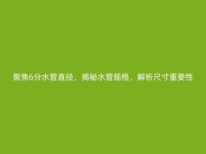 聚焦6分水管直徑，揭秘水管規(guī)格，解析尺寸重要性