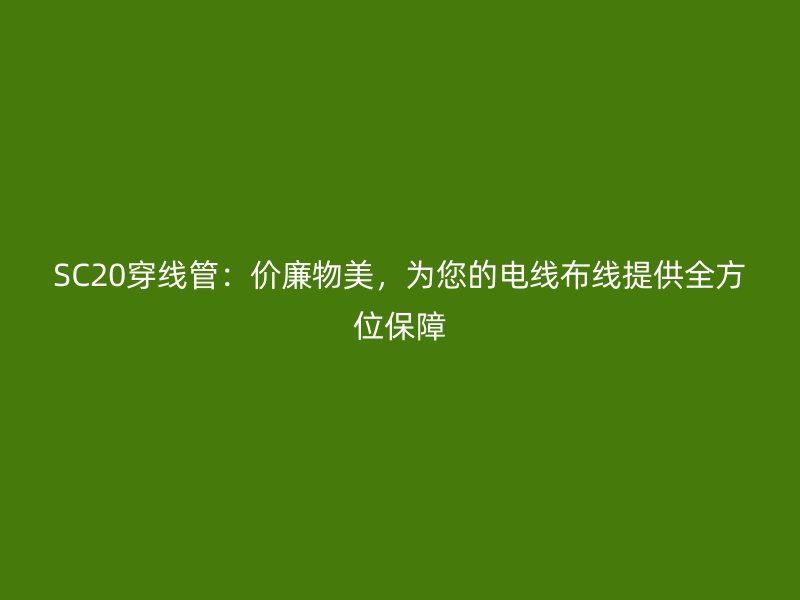 SC20穿線管：價廉物美，為您的電線布線提供全方位保障