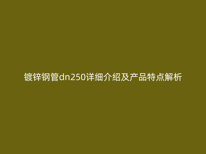 鍍鋅鋼管dn250詳細介紹及產(chǎn)品特點解析
